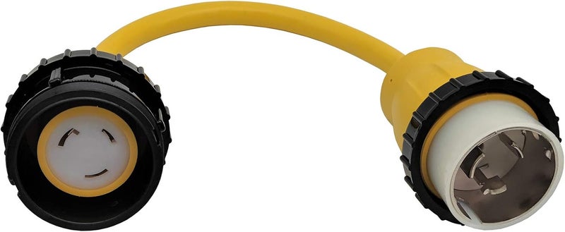 Park World 60301Y Shore Power Adapter Cord Marine 50A 125V SS1-50P Male to RV Twist Lock L5-30R 30A 125V Female (Yellow) - Image 1